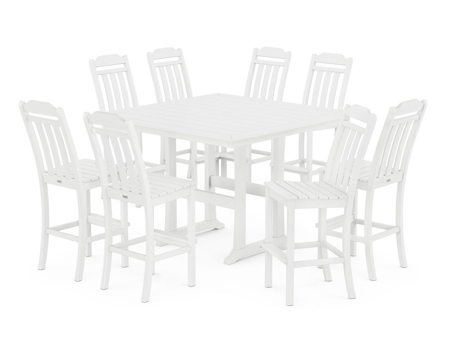 Country Living by POLYWOOD 9-Piece Square Side Chair Bar Set with Trestle Legs