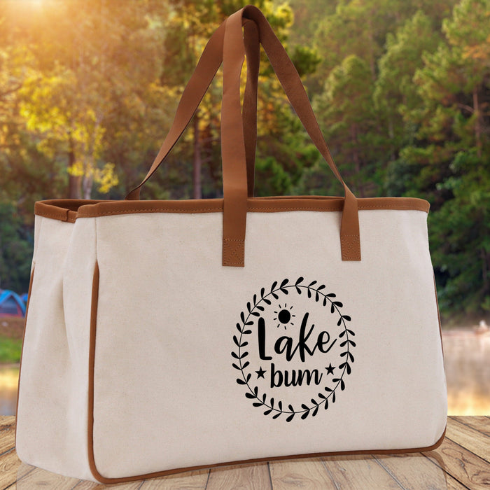 Lake Bum Cotton Canvas Chic Tote Bag