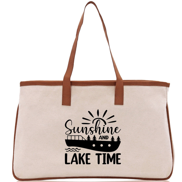 Sunshine Lake Time Cotton Canvas Chic Tote