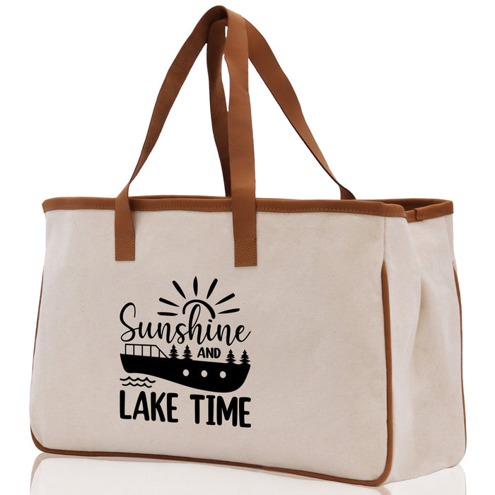 Sunshine Lake Time Cotton Canvas Chic Tote