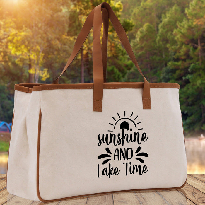 Sunshine and Lake Time Cotton Canvas Chic Tote