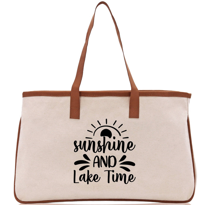 Sunshine and Lake Time Cotton Canvas Chic Tote