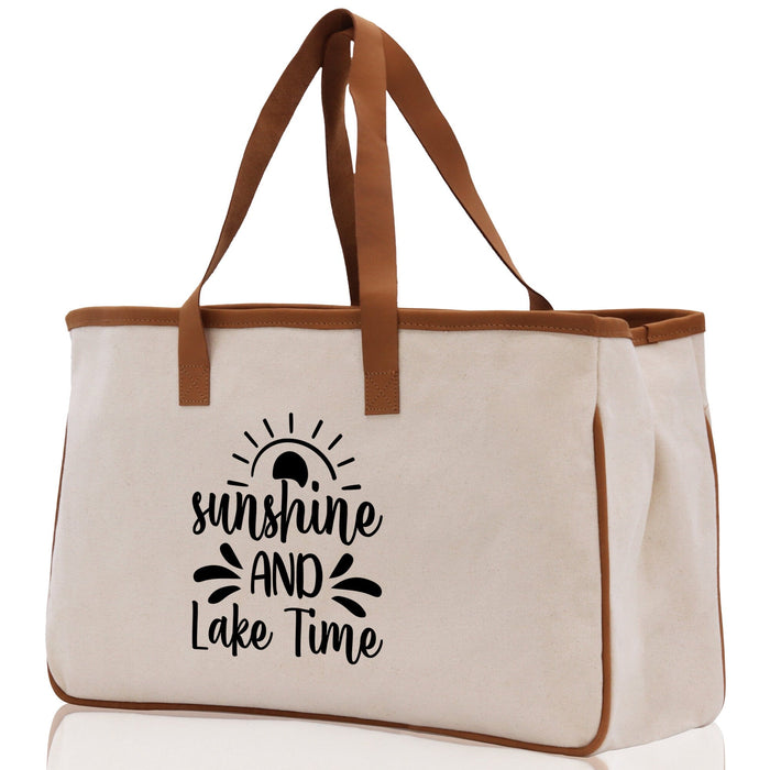 Sunshine and Lake Time Cotton Canvas Chic Tote