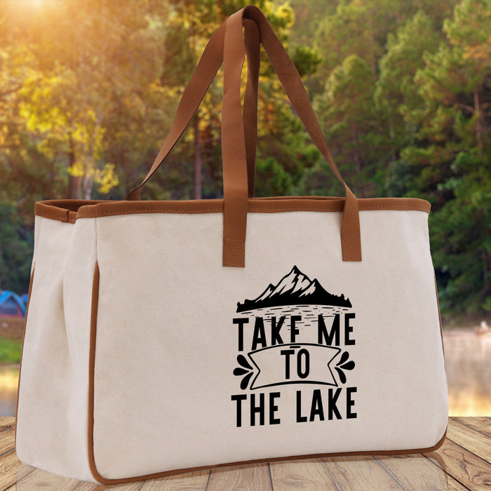 Take Me to the Lake Cotton Canvas Chic Tote Bag