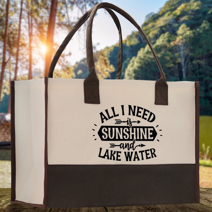 All I Need Sunshine and Lake Water Cotton Canvas Tote