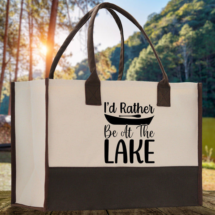 I'd Rather Be at the Lake Cotton Canvas Chic Tote Bag