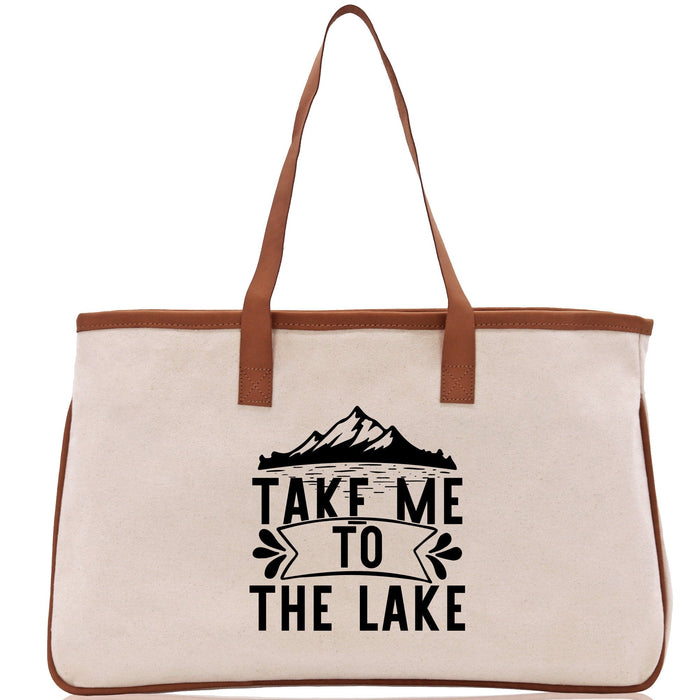 Take Me to the Lake Cotton Canvas Chic Tote Bag