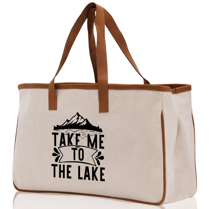 Take Me to the Lake Cotton Canvas Chic Tote Bag