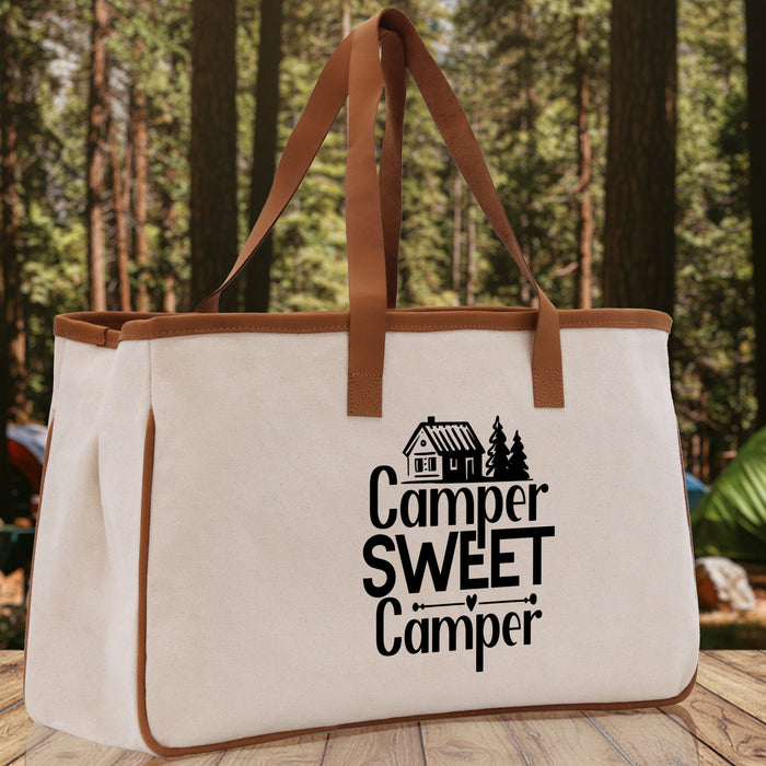 Camper Sweet Camper Cotton Canvas Chic Tote