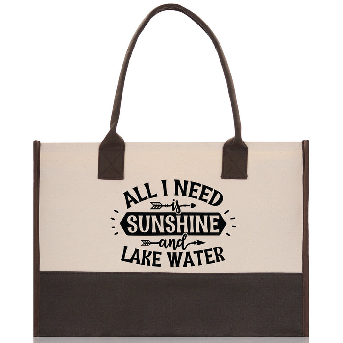 All I Need Sunshine and Lake Water Cotton Canvas Tote