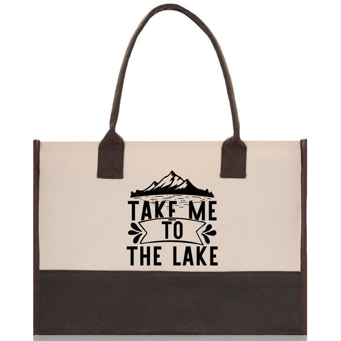 Take Me to the Lake Cotton Canvas Chic Tote