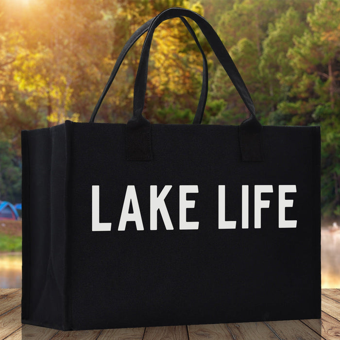 Lake Life Cotton Canvas Chic Beach Tote