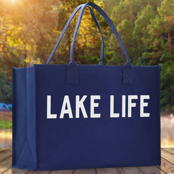 Lake Life Cotton Canvas Chic Beach Tote