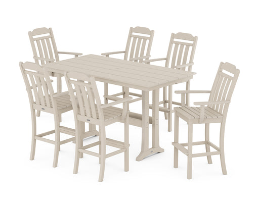 Country Living by POLYWOOD Arm Chair 7-Piece Farmhouse Bar Set with Trestle Legs
