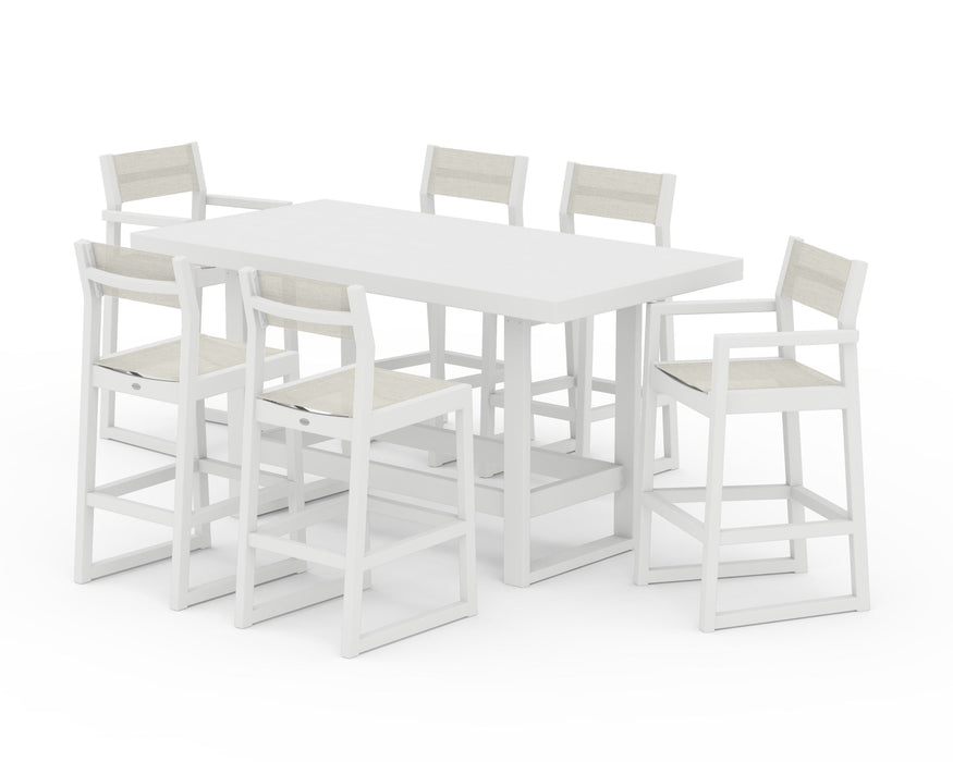 POLYWOOD® EDGE Sling 7-Piece Bar Table Set