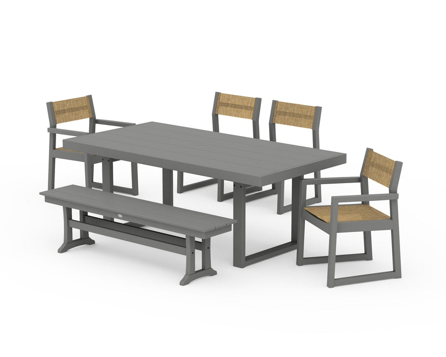 POLYWOOD® EDGE Sling 6-Piece Dining Set with Bench