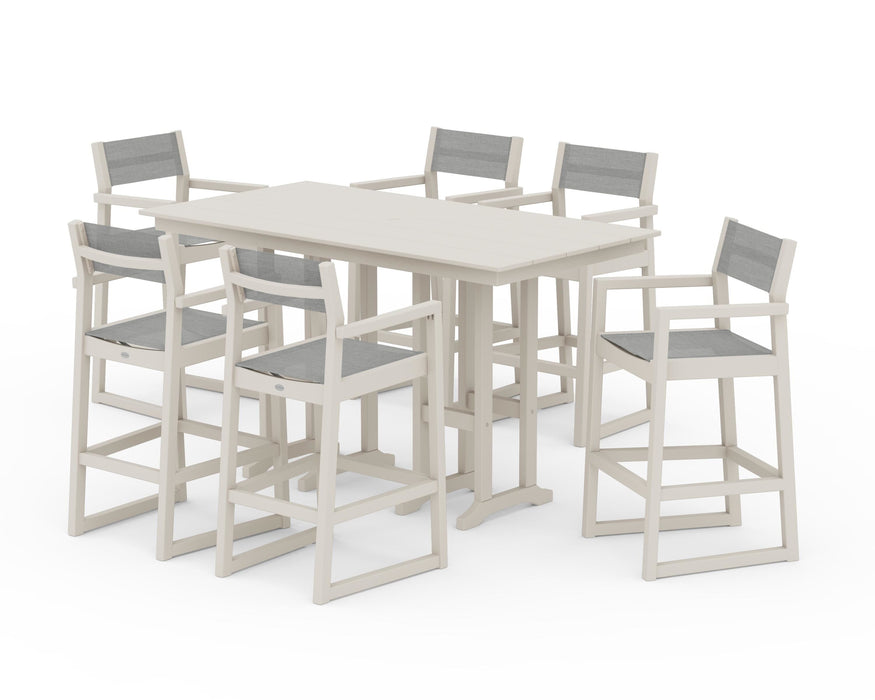 POLYWOOD® EDGE Sling Arm Chair 7-Piece Farmhouse Bar Set