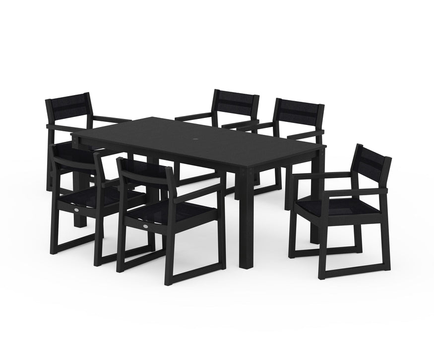 POLYWOOD® EDGE Sling Arm Chair 7-Piece Parsons Dining Set