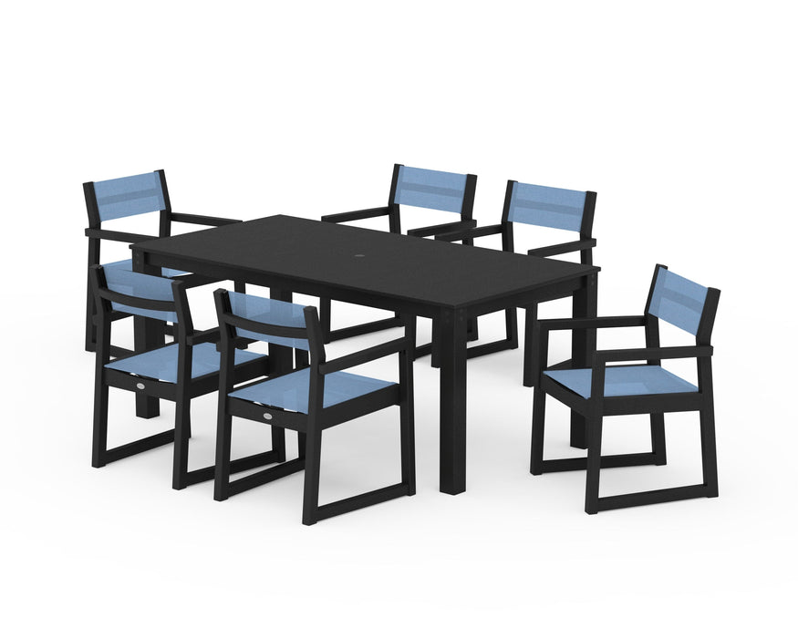 POLYWOOD® EDGE Sling Arm Chair 7-Piece Parsons Dining Set