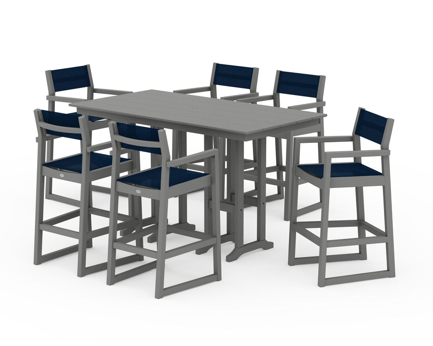 POLYWOOD® EDGE Sling Arm Chair 7-Piece Farmhouse Bar Set