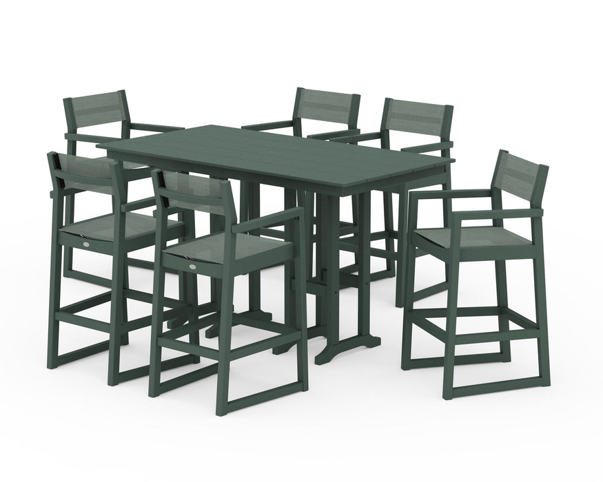 POLYWOOD® EDGE Sling Arm Chair 7-Piece Farmhouse Bar Set