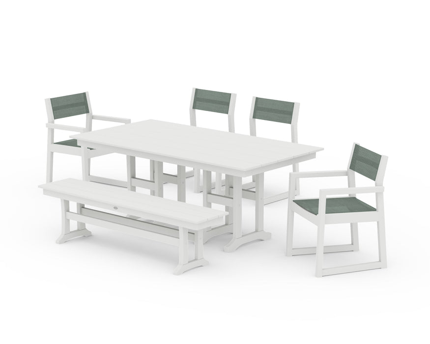 POLYWOOD® EDGE Sling 6-Piece Farmhouse Dining Set