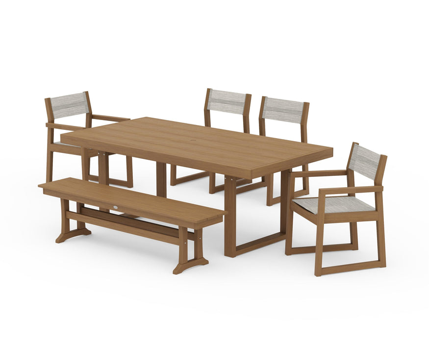 POLYWOOD® EDGE Sling 6-Piece Dining Set with Bench
