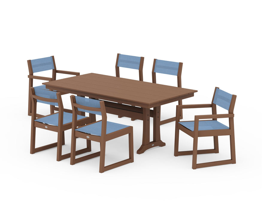 POLYWOOD® EDGE Sling 7-Piece Farmhouse Trestle Dining Set
