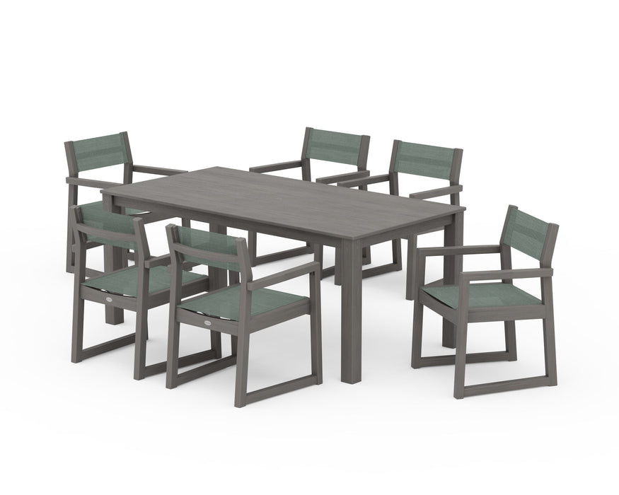 POLYWOOD® EDGE Sling Arm Chair 7-Piece Parsons Dining Set