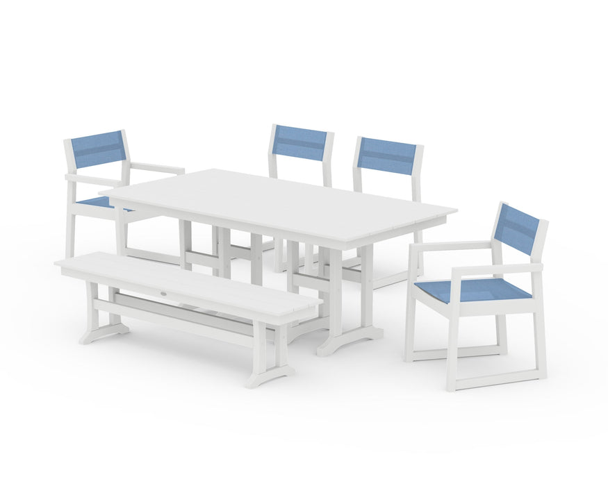 POLYWOOD® EDGE Sling 6-Piece Farmhouse Dining Set