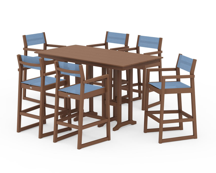 POLYWOOD® EDGE Sling Arm Chair 7-Piece Farmhouse Bar Set