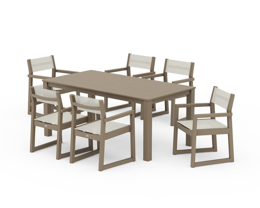 POLYWOOD® EDGE Sling Arm Chair 7-Piece Parsons Dining Set