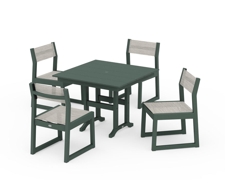 POLYWOOD® EDGE Sling Side Chair 5-Piece Farmhouse Dining Set