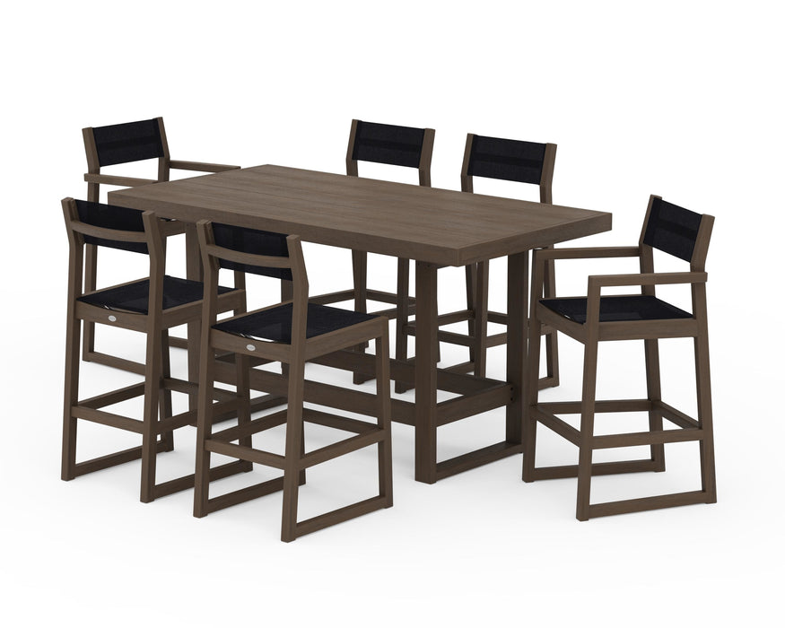 POLYWOOD® EDGE Sling 7-Piece Bar Table Set
