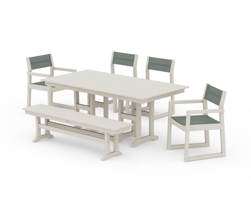POLYWOOD® EDGE Sling 6-Piece Farmhouse Dining Set