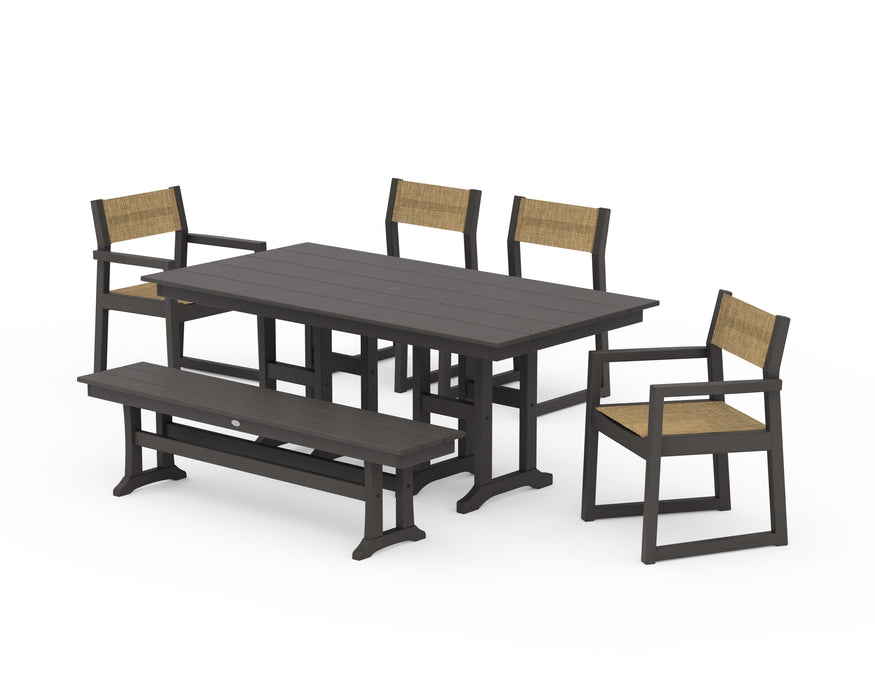 POLYWOOD® EDGE Sling 6-Piece Farmhouse Dining Set