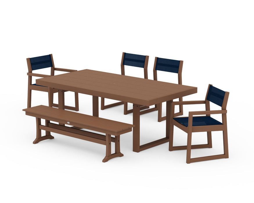 POLYWOOD® EDGE Sling 6-Piece Dining Set with Bench
