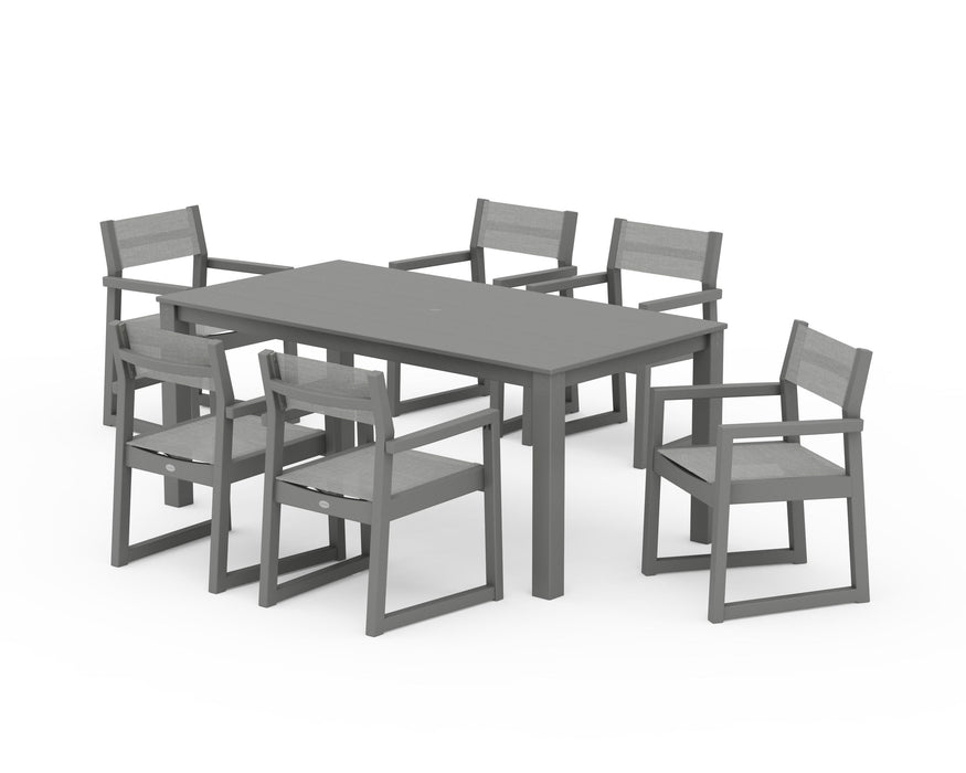 POLYWOOD® EDGE Sling Arm Chair 7-Piece Parsons Dining Set