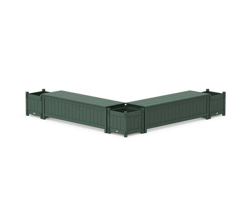 POLYWOOD® 60" Vineyard L- Shaped Planter Storage Bench Corner Set