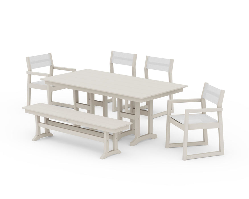 POLYWOOD® EDGE Sling 6-Piece Farmhouse Dining Set