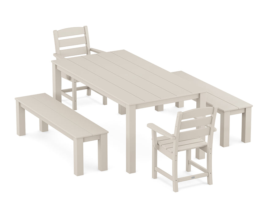 POLYWOOD Lakeside 5-Piece Parsons Dining Set with Benches