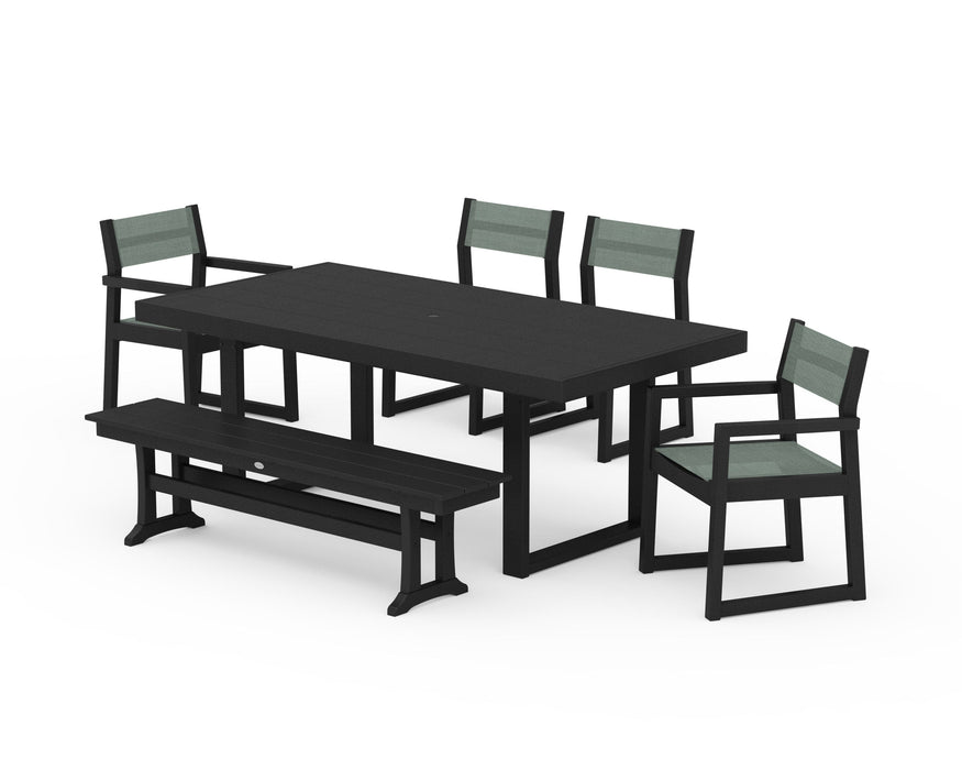 POLYWOOD® EDGE Sling 6-Piece Dining Set with Bench