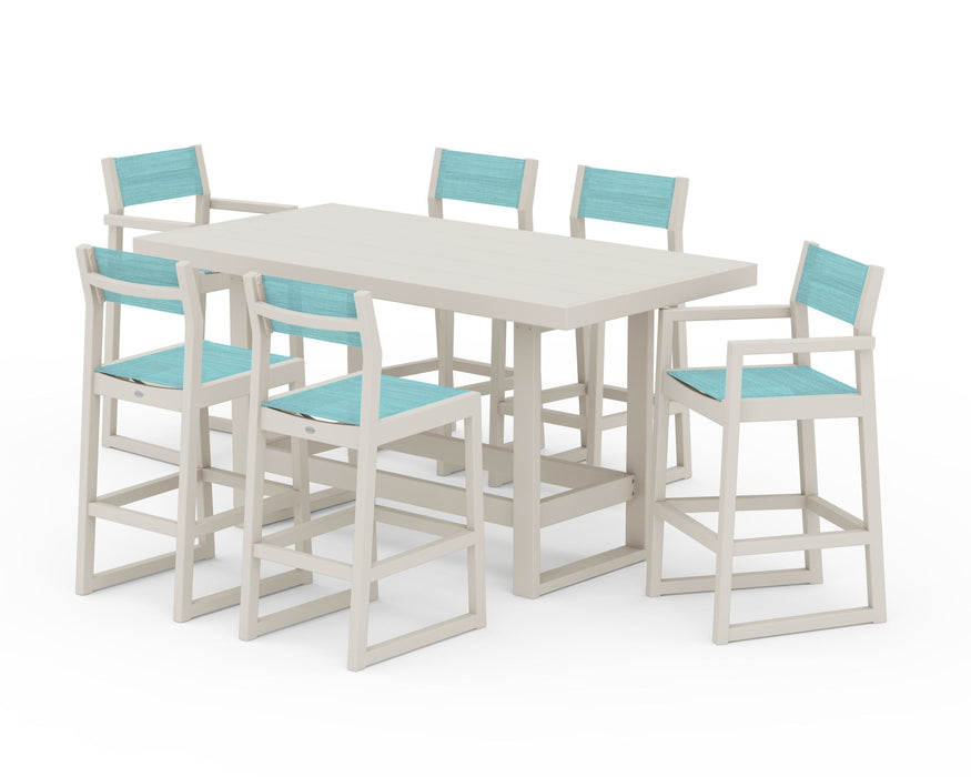 POLYWOOD® EDGE Sling 7-Piece Bar Table Set