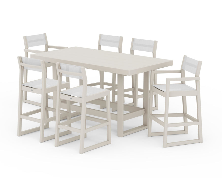 POLYWOOD® EDGE Sling 7-Piece Bar Table Set
