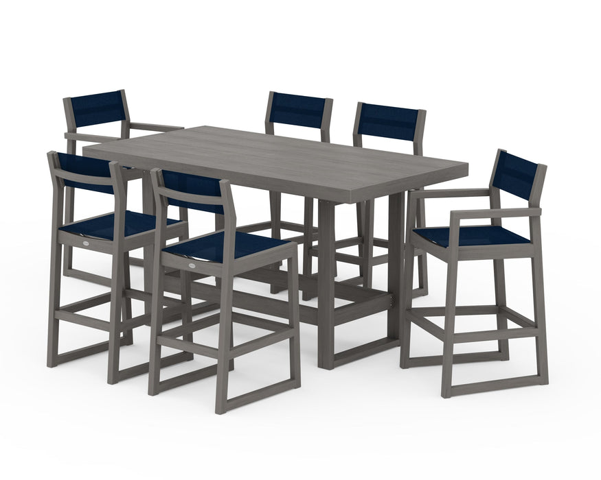 POLYWOOD® EDGE Sling 7-Piece Bar Table Set