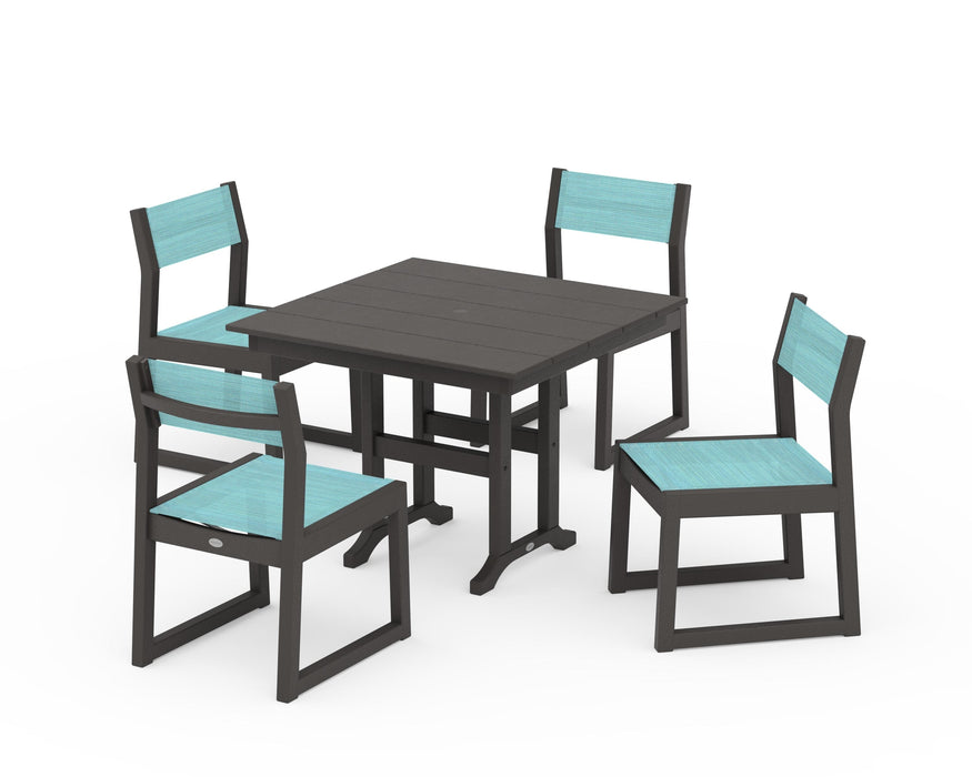 POLYWOOD® EDGE Sling Side Chair 5-Piece Farmhouse Dining Set