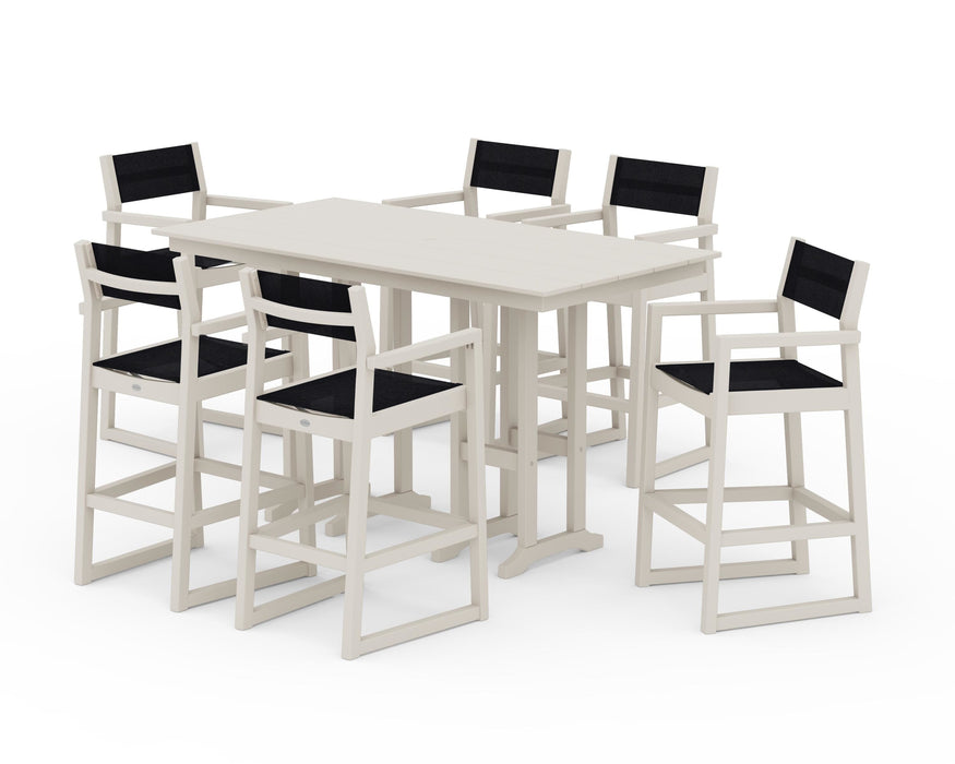 POLYWOOD® EDGE Sling Arm Chair 7-Piece Farmhouse Bar Set