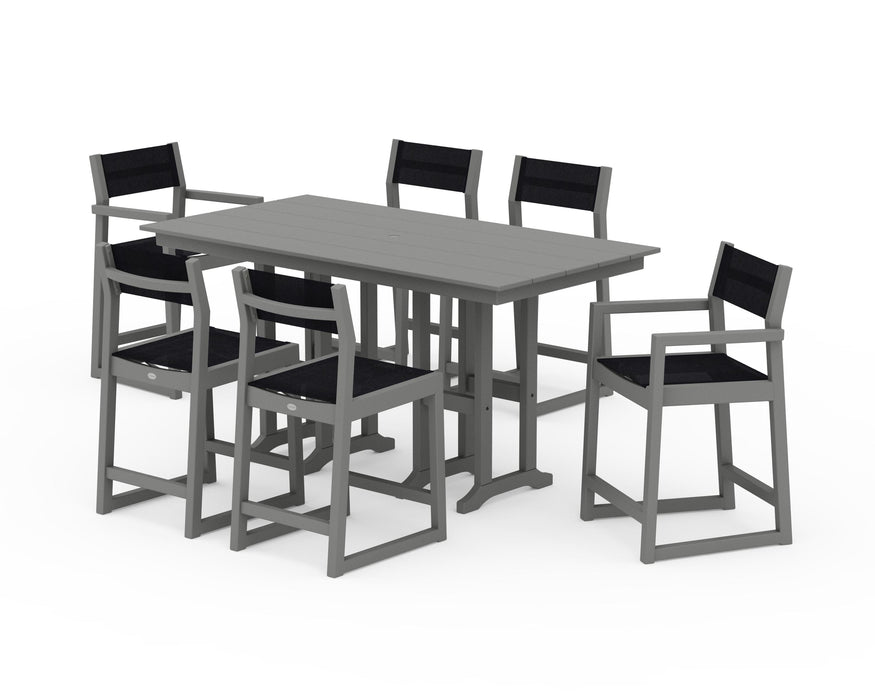 POLYWOOD® EDGE Sling 7-Piece Farmhouse Counter Set