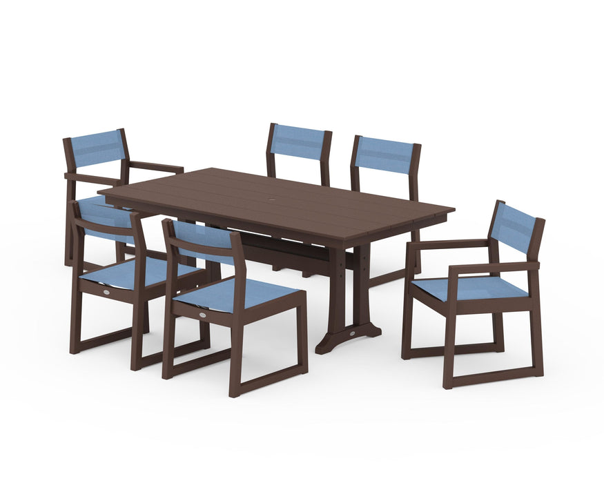 POLYWOOD® EDGE Sling 7-Piece Farmhouse Trestle Dining Set
