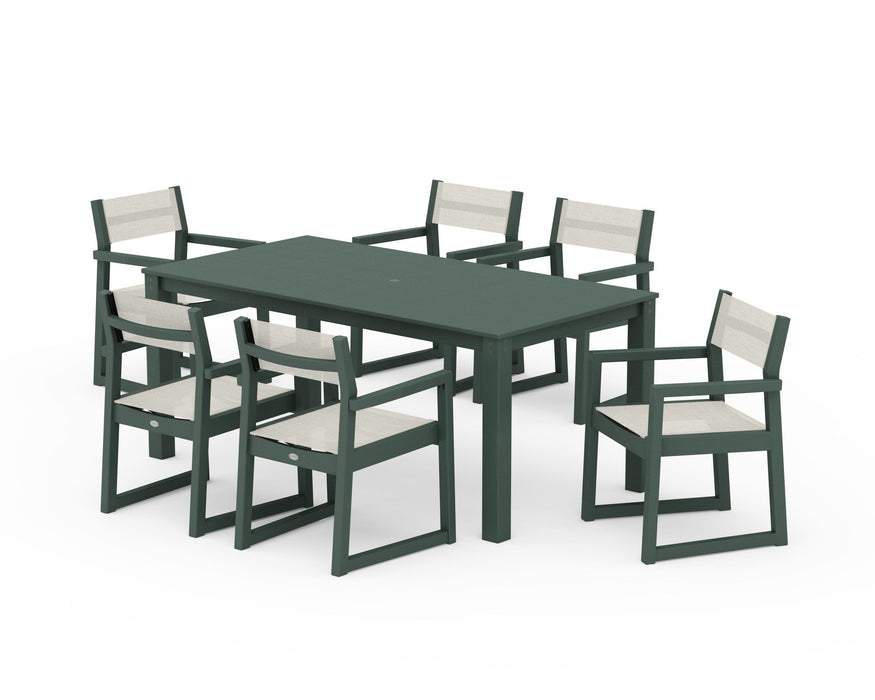 POLYWOOD® EDGE Sling Arm Chair 7-Piece Parsons Dining Set